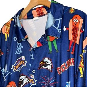 Success Brands Men’s Size XL Blue Brooklyn NY Cyclones Hot Dog Hawaiian Shirt